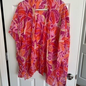 Old Navy Pink and Orange Floral Kimono
